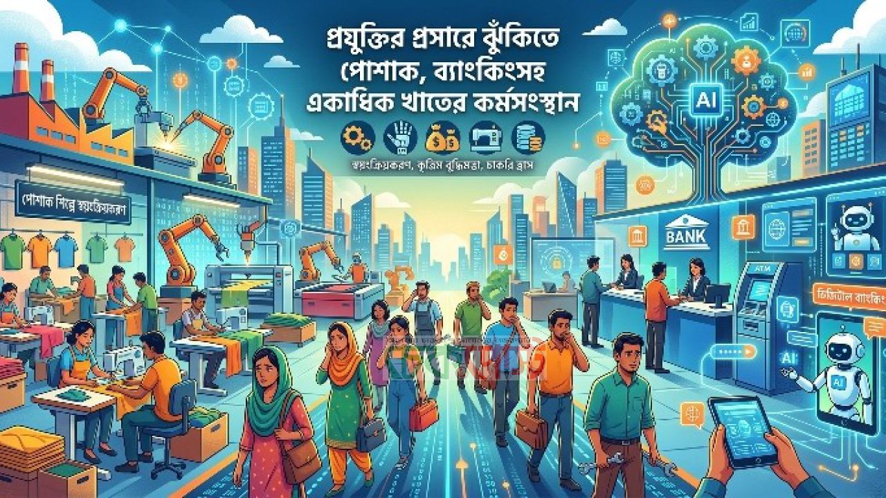 প্রযুক্তির প্রসারে ঝুঁকিতে পোশাক ও ব্যাংকিং খাতের চাকরি