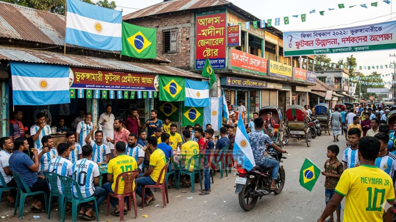 ফিফা বিশ্বকাপ ঘিরে ভুরুঙ্গামারীতে উৎসবের আমেজ
