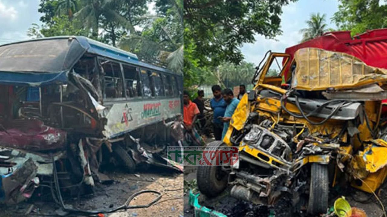 খুলনা-যশোর মহাসড়কে দুই বাস-ট্যাংকলরির ত্রিমুখী সংঘর্ষ, আহত ৮ 