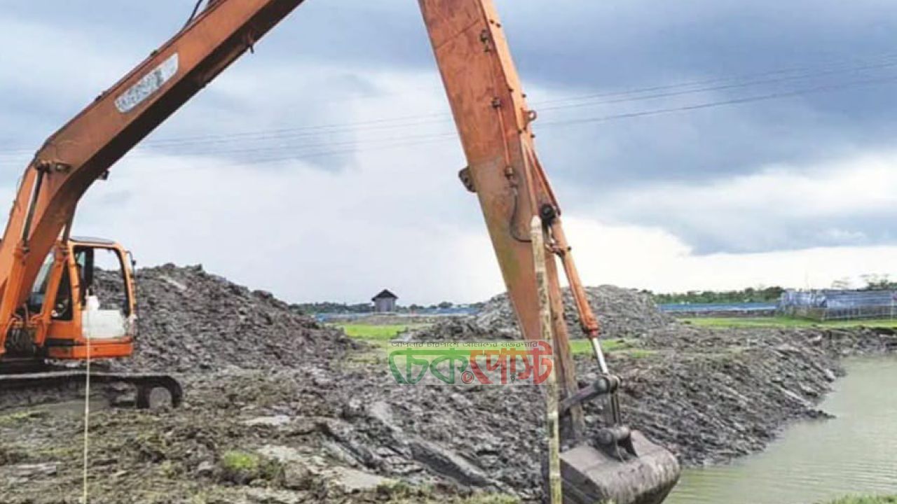 খননকাজে বাধা শৈলমারী নদী দখলমুক্ত না হলে ডুববে ডুমুরিয়া
