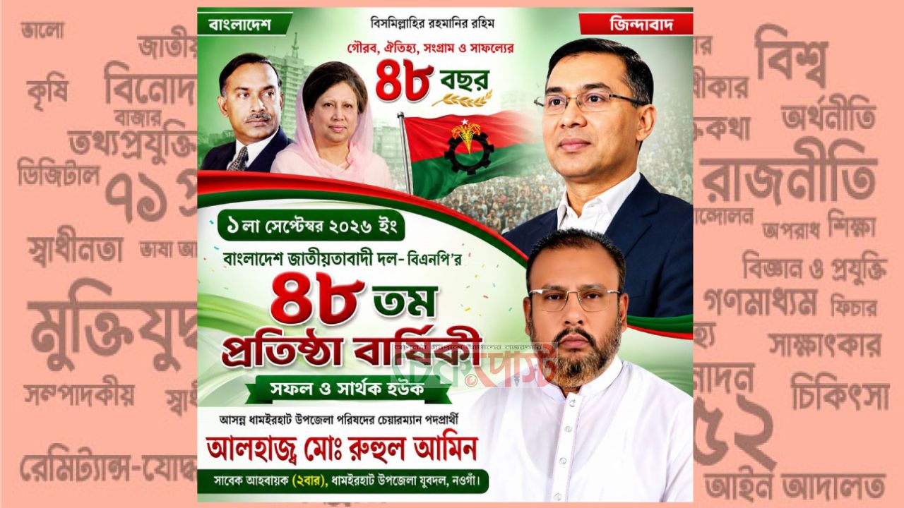 বিএনপির ৪৮তম প্রতিষ্ঠাবার্ষিকীতে ধামইরহাটবাসীকে রুহুল আমিনের শুভেচ্ছা